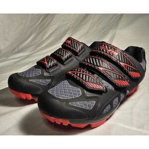 Zol‎ Cycling Cleats Womens 7.5 Black Athletic Bike Shoes Red Logo Hook Loop